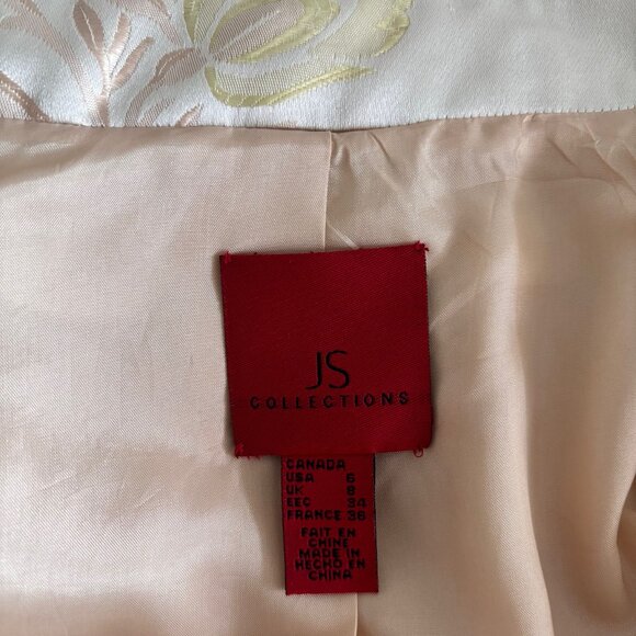 BEAUTIFUL BROCADE COAT IN PASTEL COLORS WITH CRYSTAL BUTTONS, SZ. 6 - Picture 9 of 10